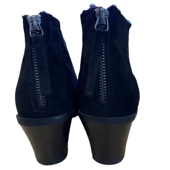 JustFab Jordi black faux suede ankle booties chunky heel 2.5” size 8 - Picture 4 of 8